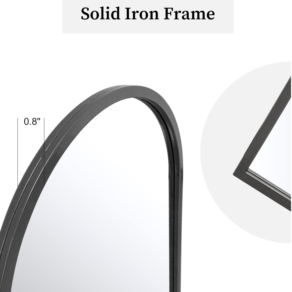 Arched Window Wall Mirror, 30"x20" Windowpane Mirror, Black