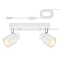 Plug in Track Lighting Fixtures Ceiling, White Track Light LED, 2-Light Track Lights with Cord, 2 Way Ceiling