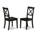 West Furniture BOC-BLK-W Boston Dining Room Chairs - Cross Back Solid Wood Seat Chairs, Set of 2, Black
