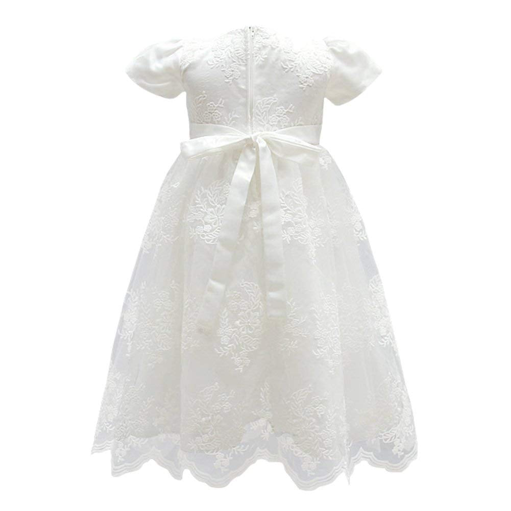 Baby Girl Flower Christening Baptism Dress Formal Party Gown Special Occasion Dresses For Toddler,Off White,6-12