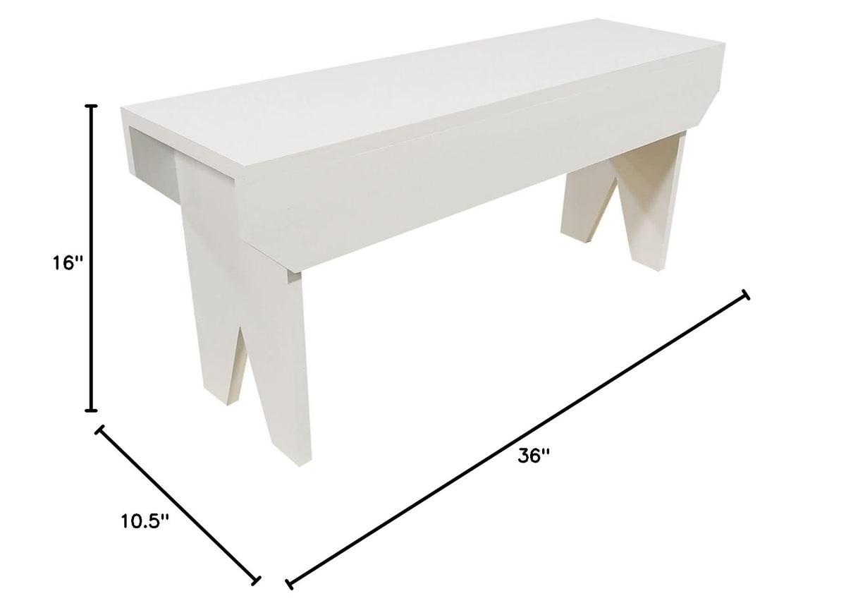 Wooden Bench 3ft Long (Solid Cottage White)
