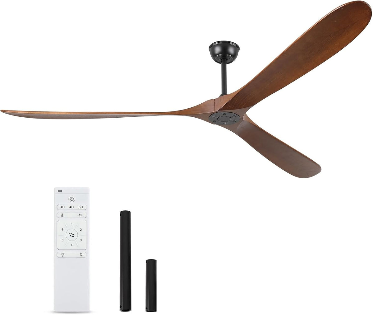 88" Walnut Outdoor Ceiling Fan with Remote, No Light