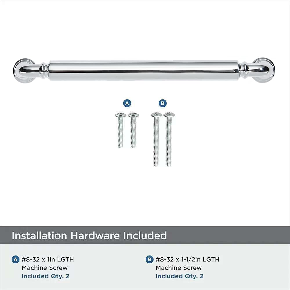 10-Pack Polished Chrome Heavy-Duty Solid Cabinet Pulls, 5 Inch (128mm) Hole Center, Drawer Pulls, Cabinet Hardware