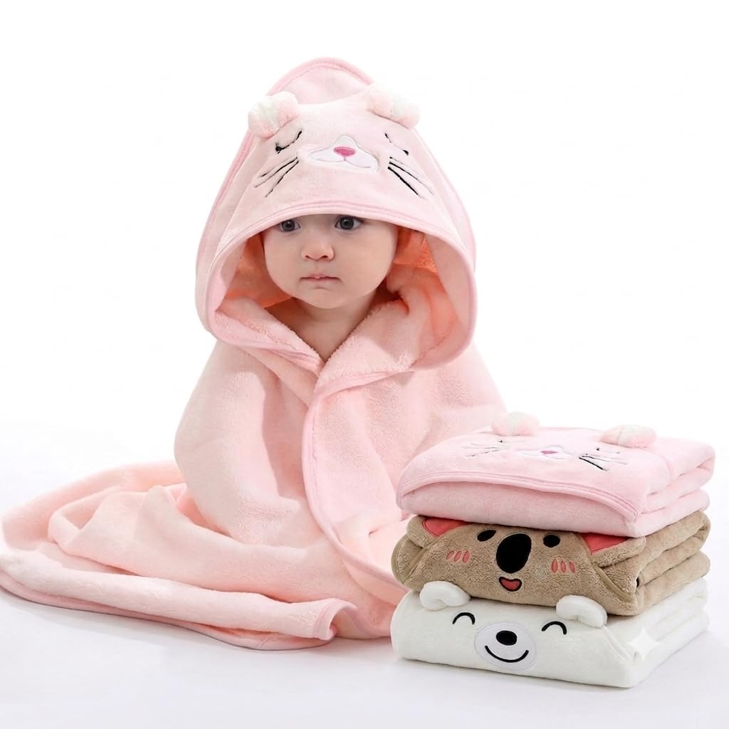 Hooded Baby Towel - 3 Pack Premium Soft Bath Towel for Baby, Newborn,Infant - Ultra Absorbent,Natural Baby Stuff