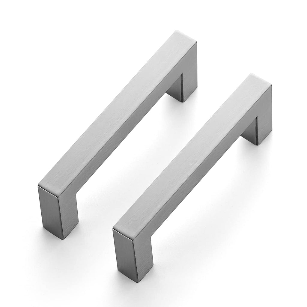 Brushed Nickel Square Cabinet Handles & Pulls 3-1/2 Inch 20 Pack