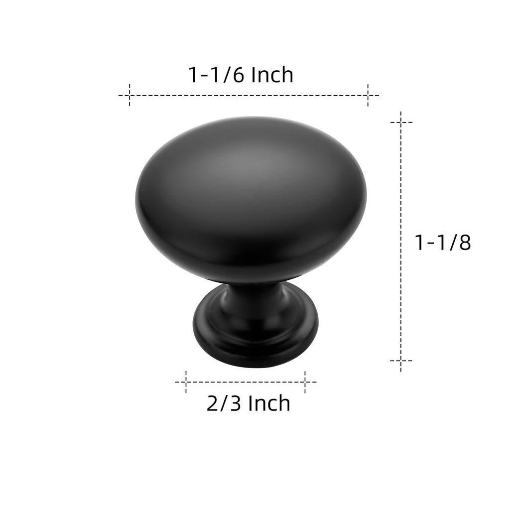 Matte Black Cabinet Knobs, Zinc Knobs Drawer Pulls, 35 Pack