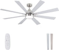 62" Ceiling Fan with LED Light and Remote - Brushed Nickel / Walnut