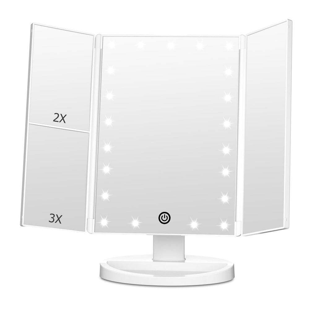 Trifold Vanity Mirror with Lights, Make up Mirror with Lighting
