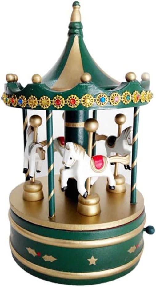 Wooden Classic Musical Carousel Music Box Cute Christmas Decorations