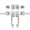 Double Door Handle Set, Double Door Lock Set with Reversible Handle Lever, Satin Nickel Square Door Lever, Heavy Duty