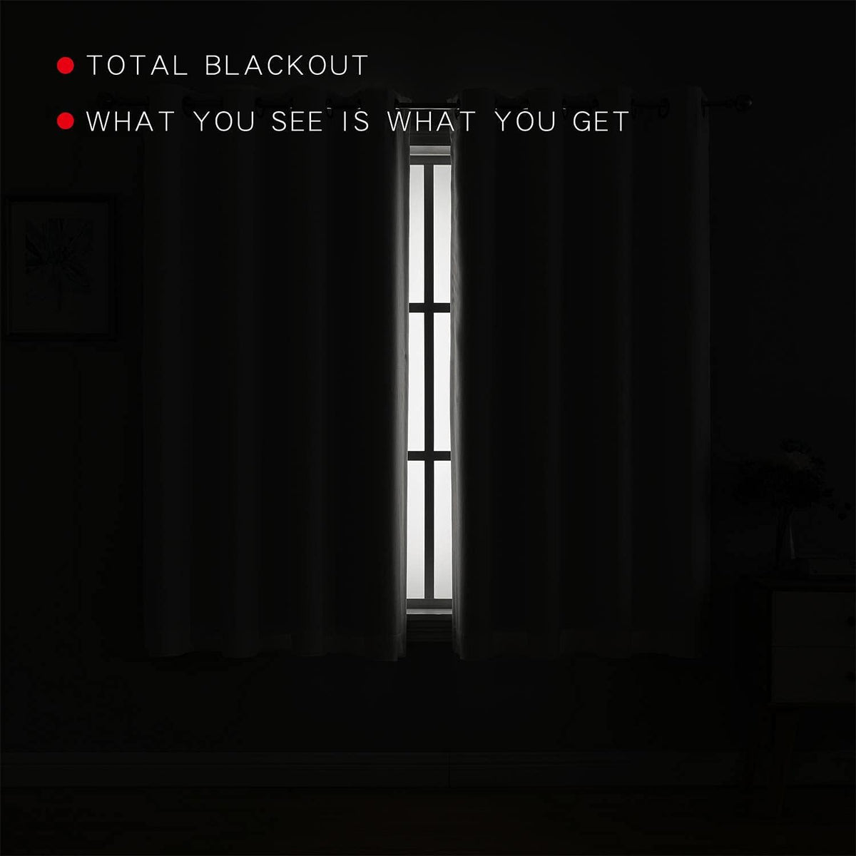 100% Blackout Curtains (Set of 2 Panels) for Bedroom Living Room White Room Darkening Window Grommet Thermal Lined