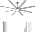 72" Brushed Nickel Indoor/Outdoor Ceiling Fan with Light & Remote