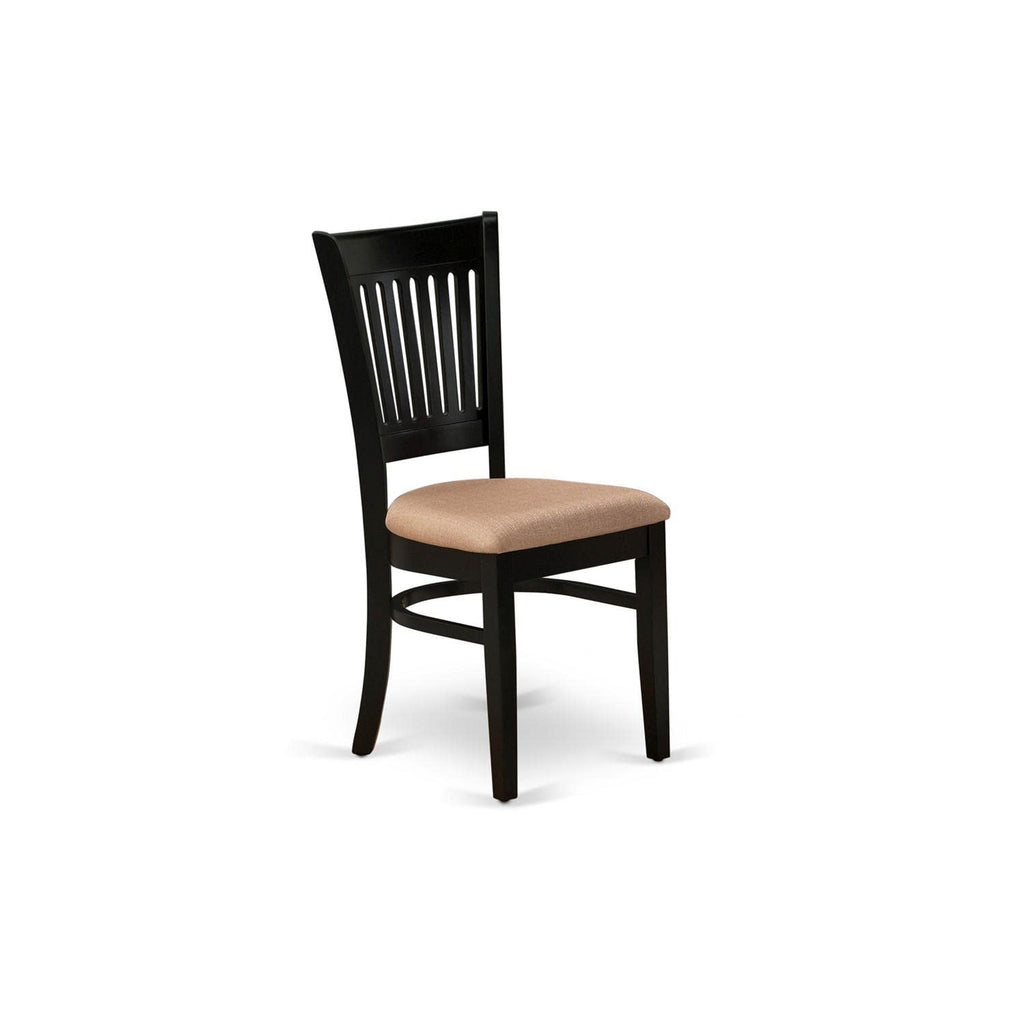 West Furniture VAC-BLK-C Vancouver Dining Chairs - Linen Fabric Upholstered Wood Chairs, Set of 2, Black