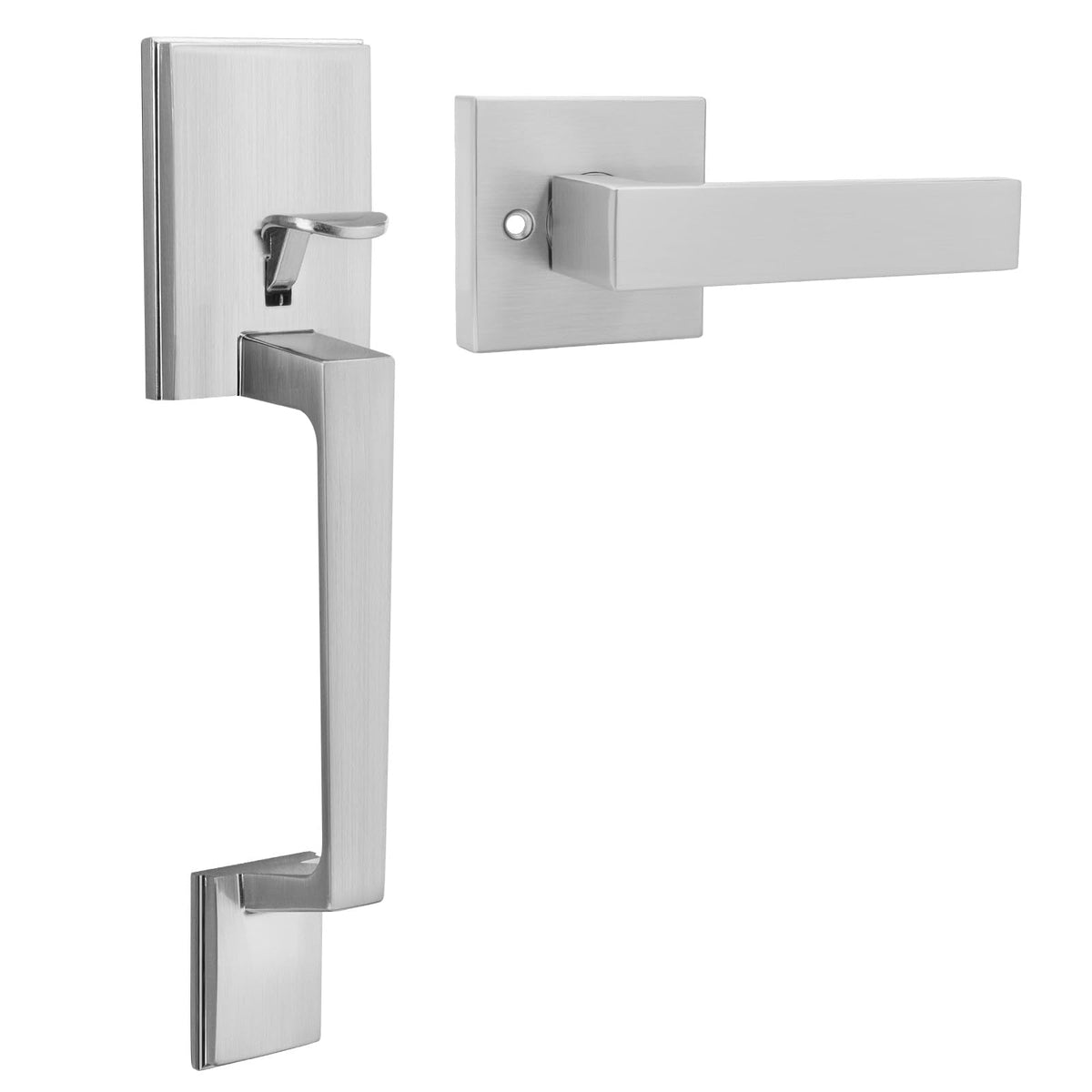 Brushed Nickel Front Door Handle, Exterior Door Entry Handle No Lock