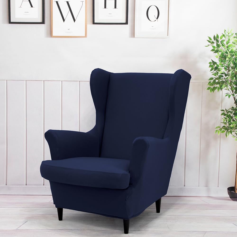 2 Piece Wingback Chair Slipcover, Wingback Chair Covers Washable Stretch Wingback Chair Cover, Wing Back Chair Covers
