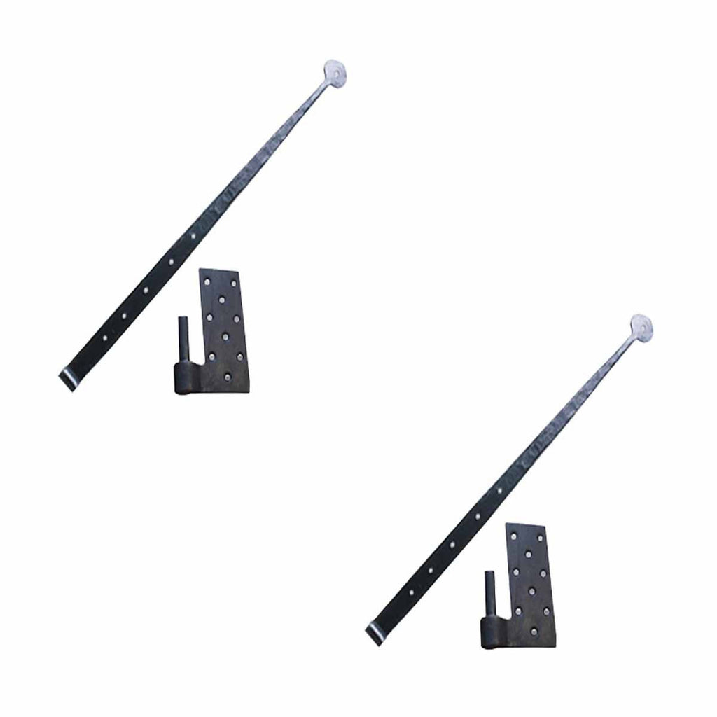 Lift Off Pintle Strap Hinge 24 in. Black Wrought Iron Rustic Reversible Pintle Bean Strap Gate and Door Hinges with