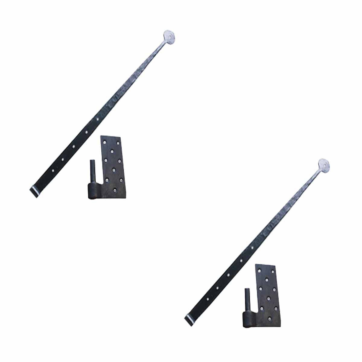 Lift Off Pintle Strap Hinge 24 in. Black Wrought Iron Rustic Reversible Pintle Bean Strap Gate and Door Hinges with