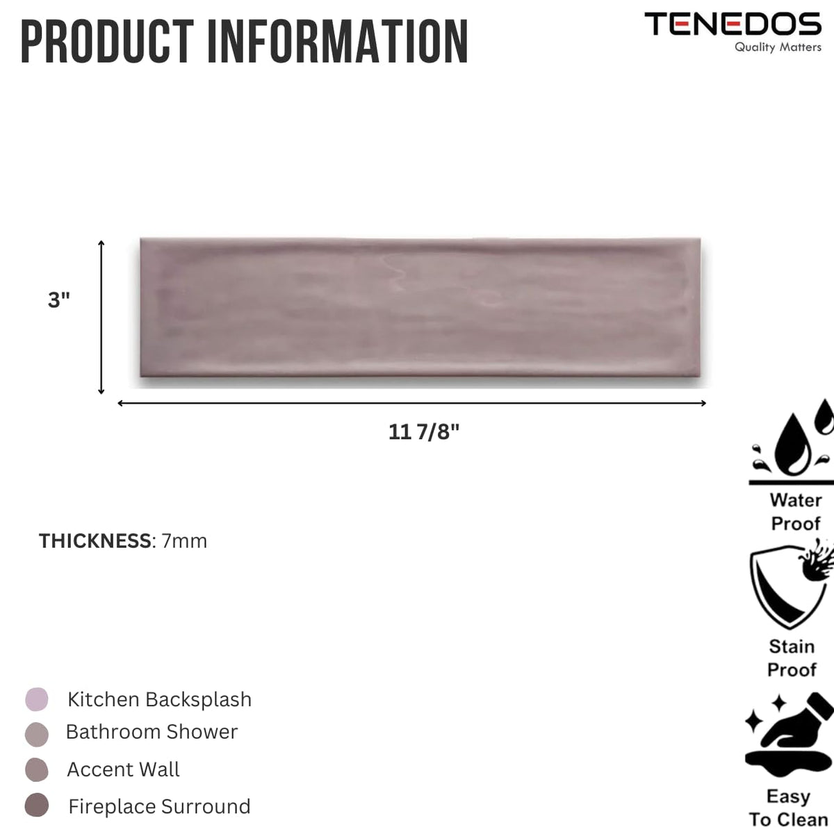 Larissa 3x12 Thistle Lavender Glossy Ceramic Subway Tile-12.6 Sqft