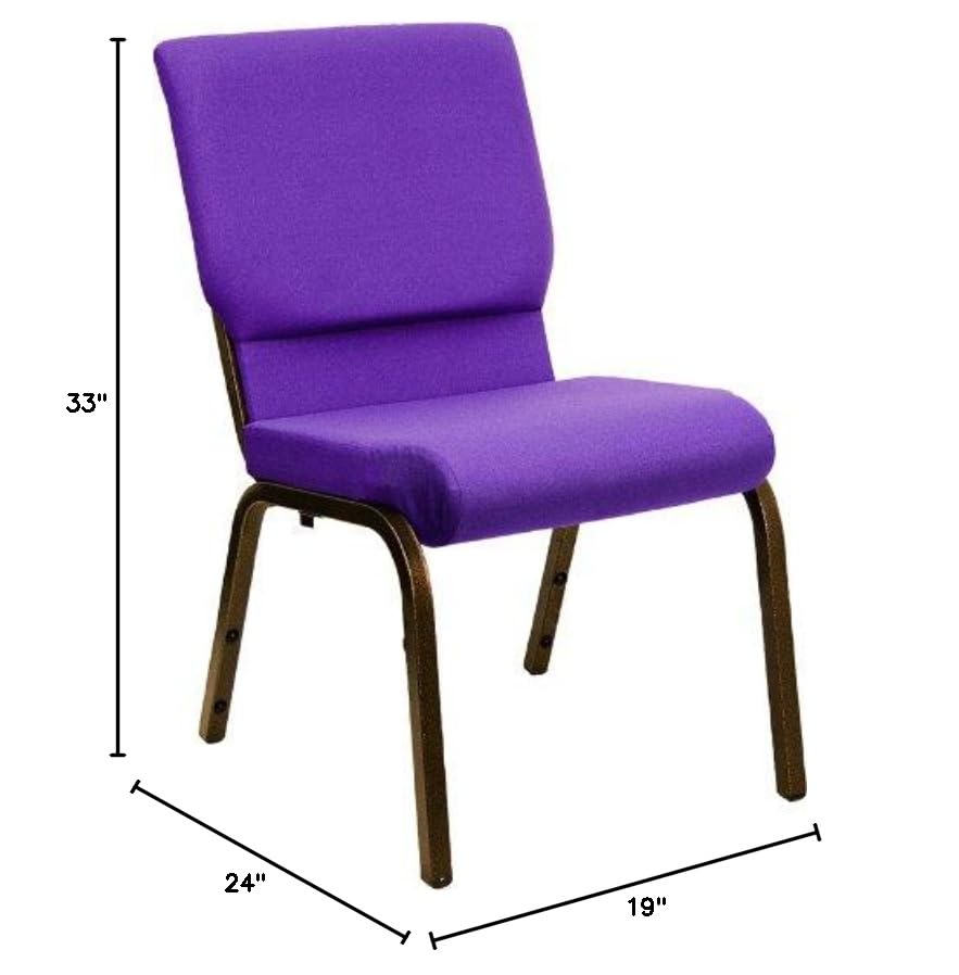 4 Pack HERCULES Series 18.5''W Stacking Church Chair in Purple Fabric - Gold Vein Frame