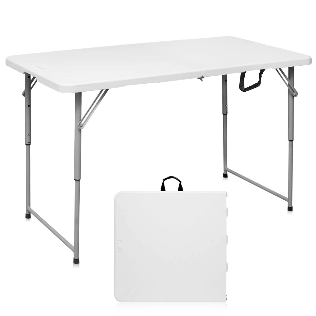 Folding Table 4 Foot, Portable Heavy Duty Plastic Utility Table, White