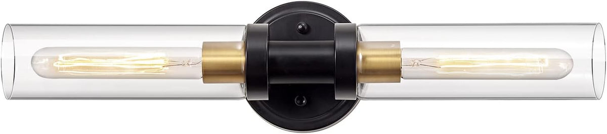 Bathroom Sconces Wall Lighting W/ Clear Glass, 2-Light Bathroom Vanity Light Fixtures, Modern Wall Lights for Mirror