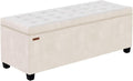 Velvet Storage ottoman bench with legs,43.5"W x 15.7"D x 15.7"H,metal frame end of bed bench hold up to 770 LB,Large