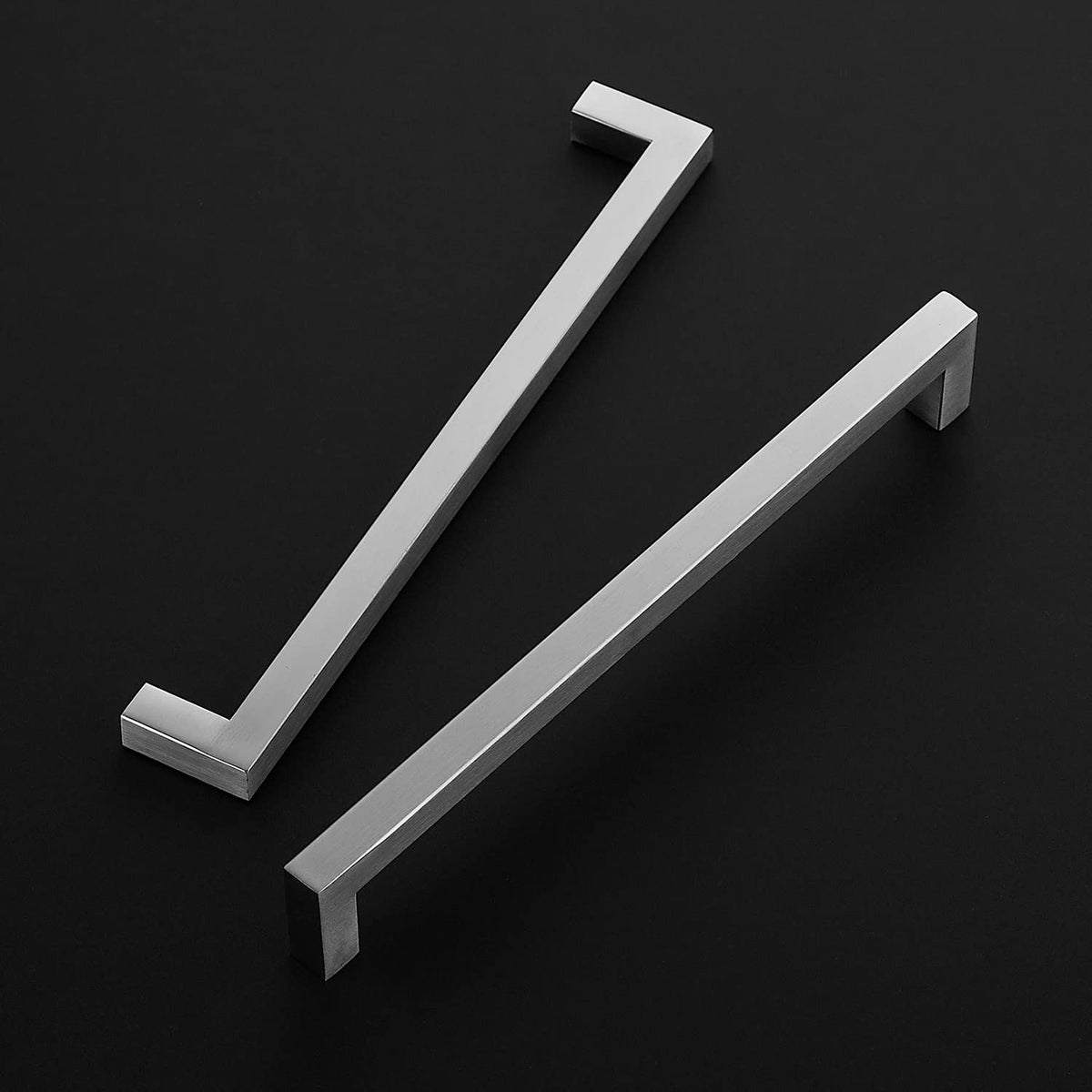 Brushed Nickel Square Cabinet Handles & Pulls 8-4/5 Inch 20 Pack