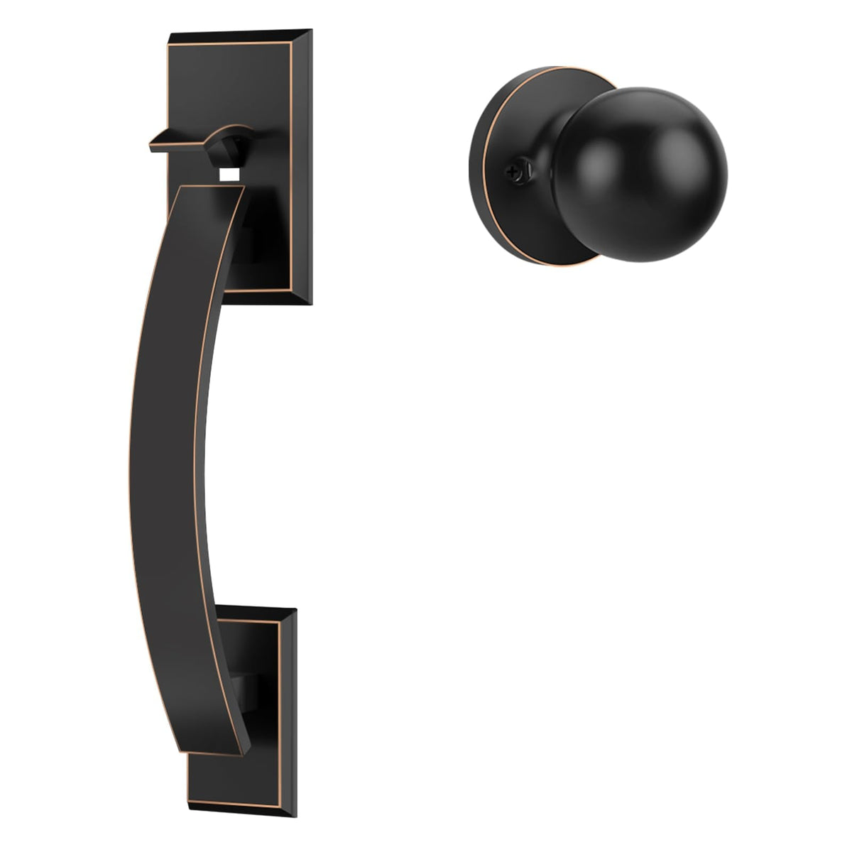 Front Door Handle, Oil Rubbed Bronze Entry Door Handle No Lock