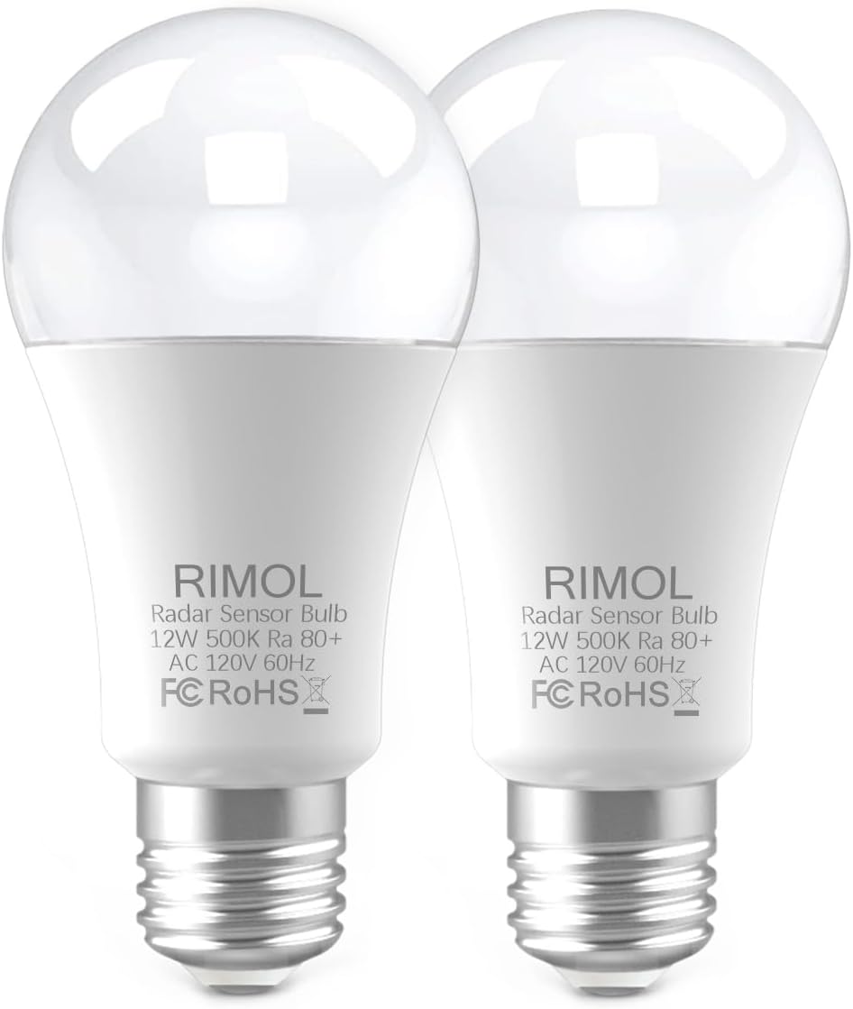 Radar Motion Sensor Outdoor Light Bulb, 12 Watts (100 Watt Equivalent) A19 Daylight LED Bulbs Motion Detector Light