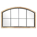 Arch Window Mirror, 48X30 Farmhouse Arch Wall Mirror, Wood Framed Rustic Mirror Metal Inner Frame Decorative, Natural