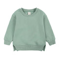 Toddler Baby Boy Girl Fleece Pullover Sweatshirt Solid Color Crewneck Blouse Shirt Tops Warm Fall Winter Clothes