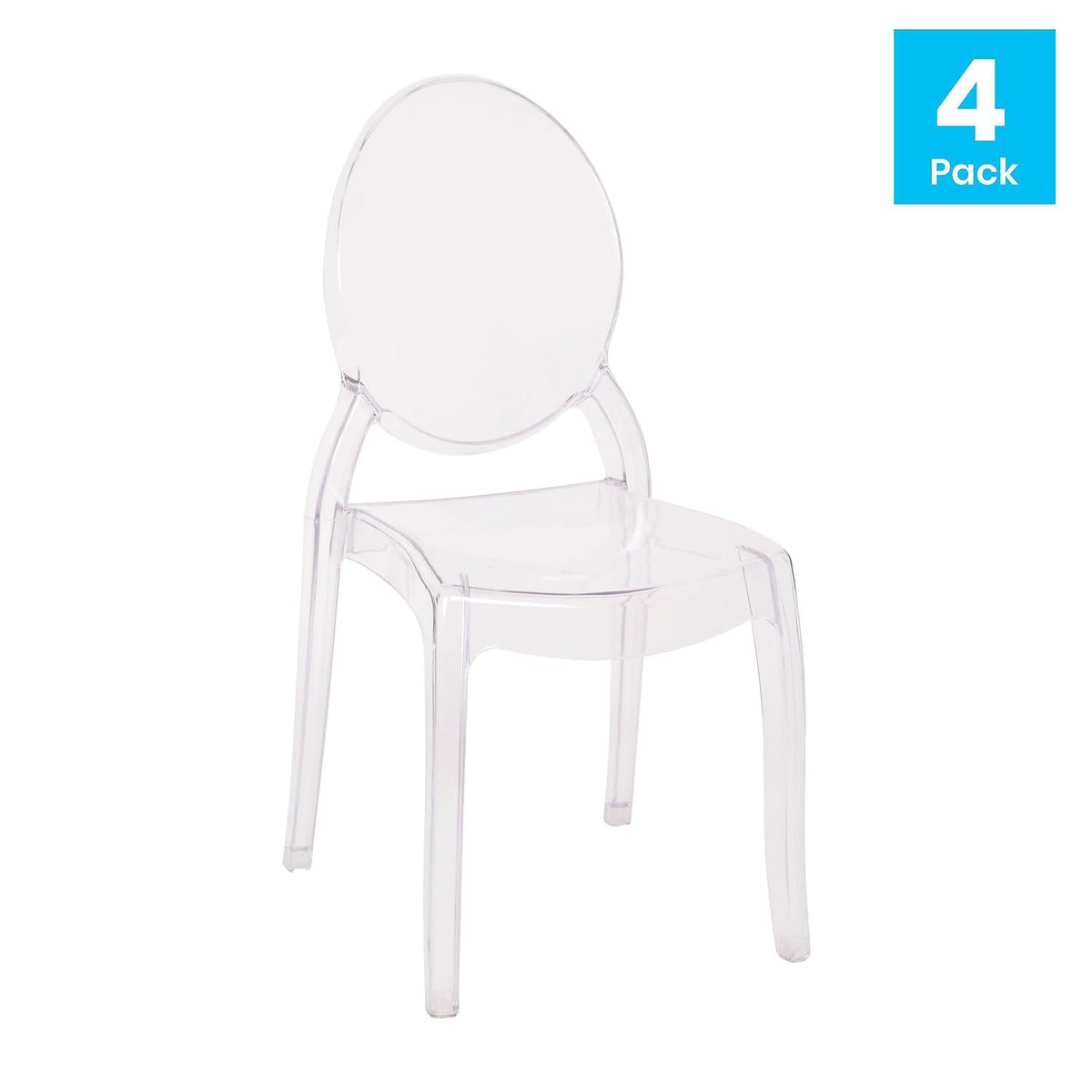 Resin Indoor/Outdoor Ghost Chair, Transparent, 4-Pack