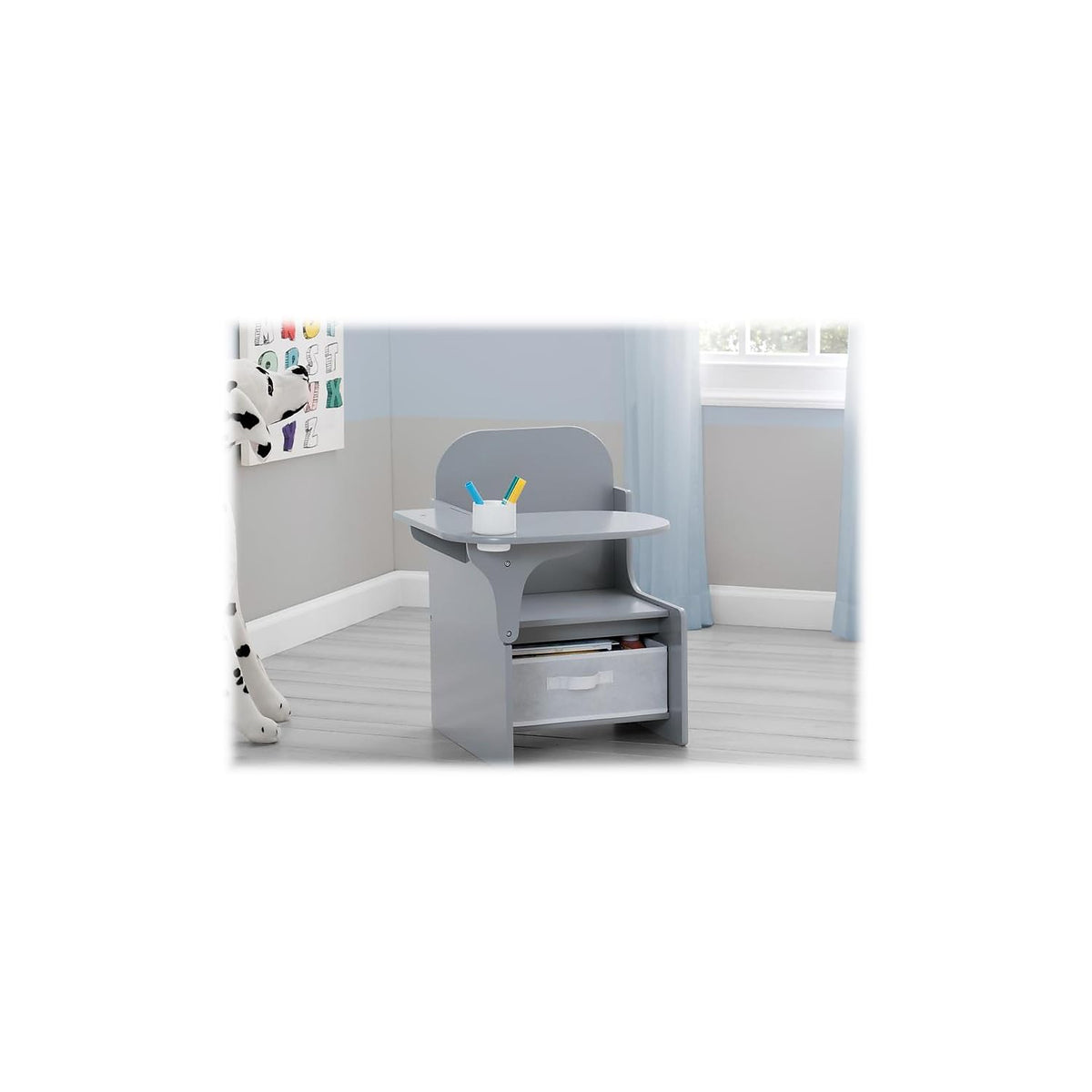 Children MySize Chair Desk with Storage Bin, Grey