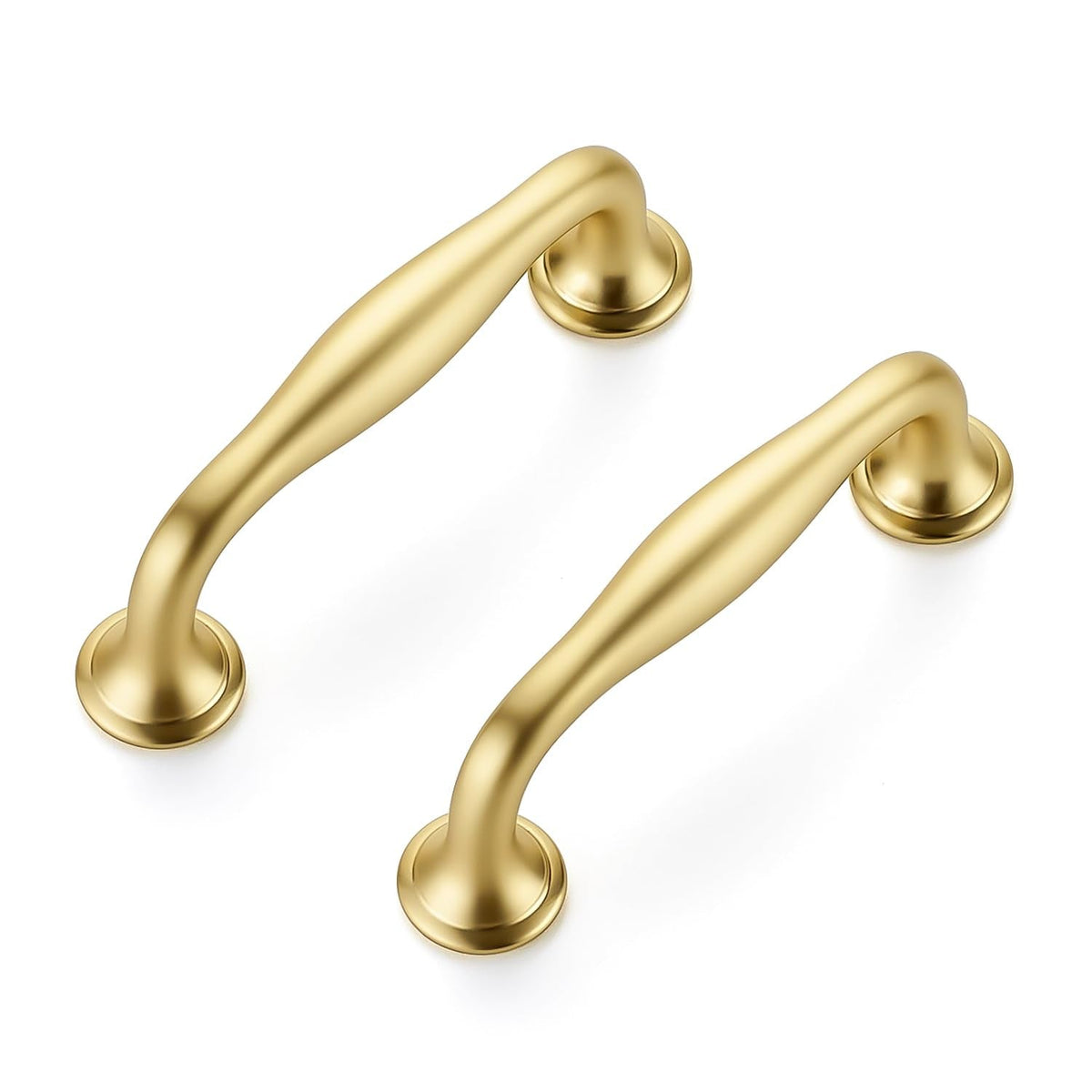 Brushed Gold Cabinet Handles Solid Pulls 3 Inch 5 Pack