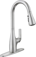 Leesi Stainless Pulldown Kitchen Sink Faucet with Power Boost, Transitional Kitchen Faucet, One-Handle Single Hole