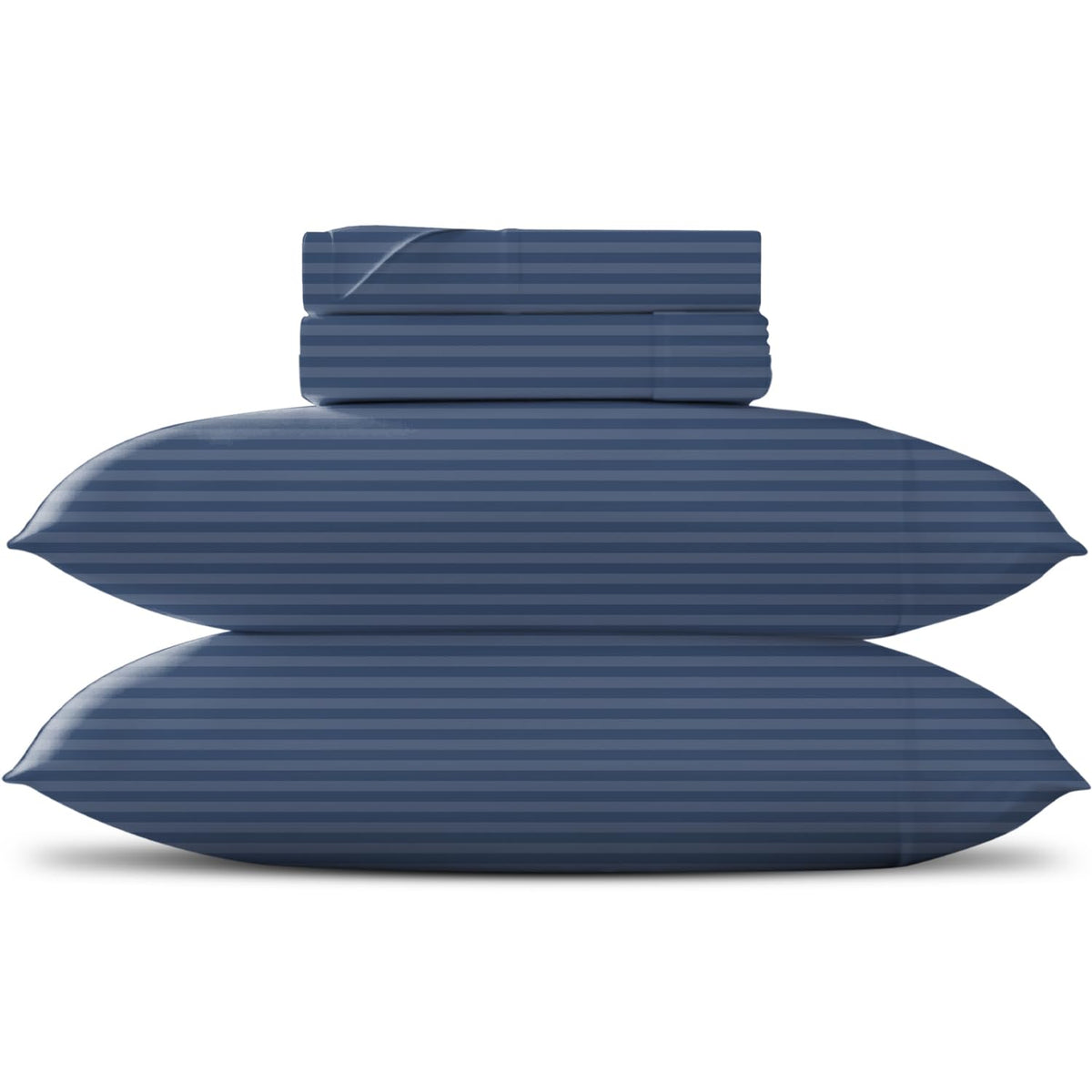King Size Sheets Set - 600 Series Egyptian Cotton Sheets King Size (4 PC, Light Blue Stripe), 16" Deep Pocket, Soft