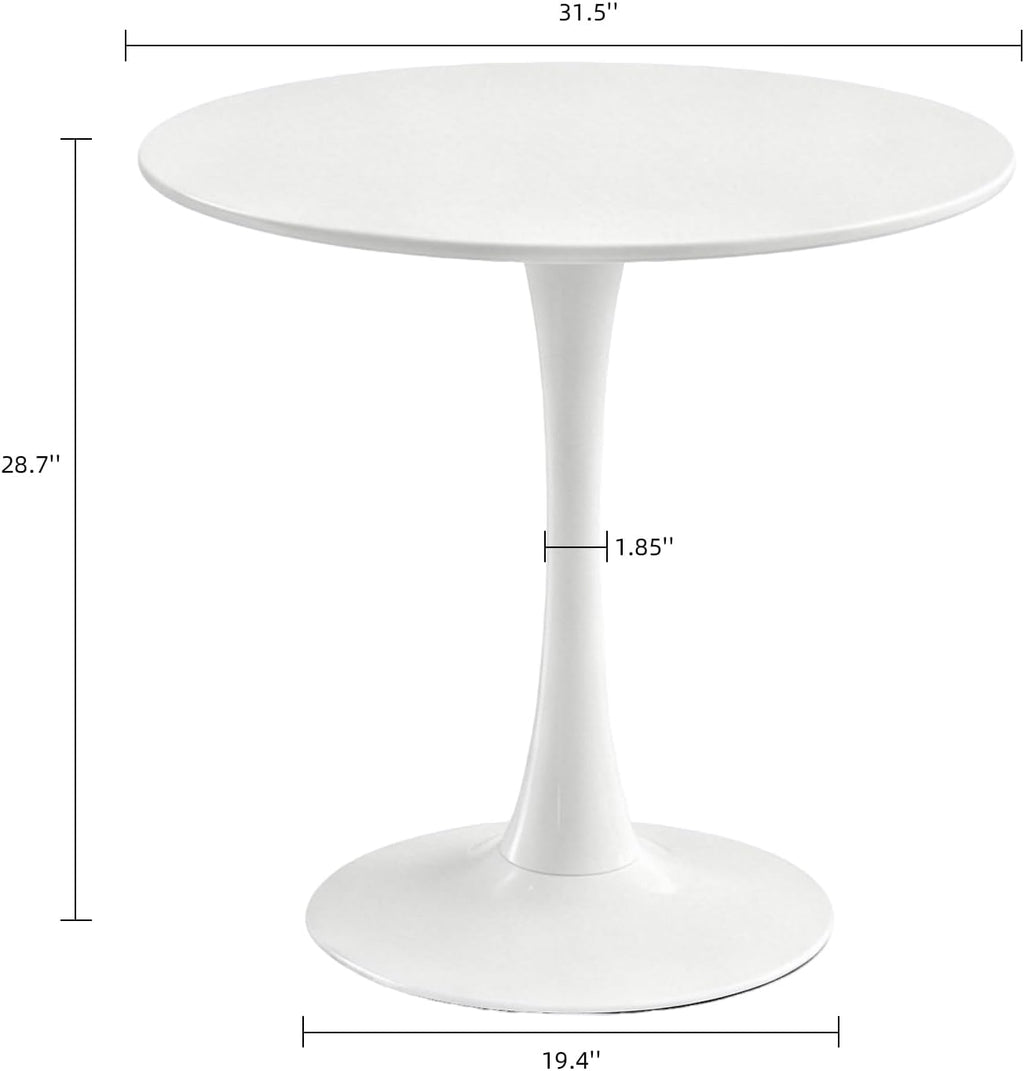 Inspired Saarinen Style Tulip Round Pedestal Dining Table — Pearl White, 31.5″ Round