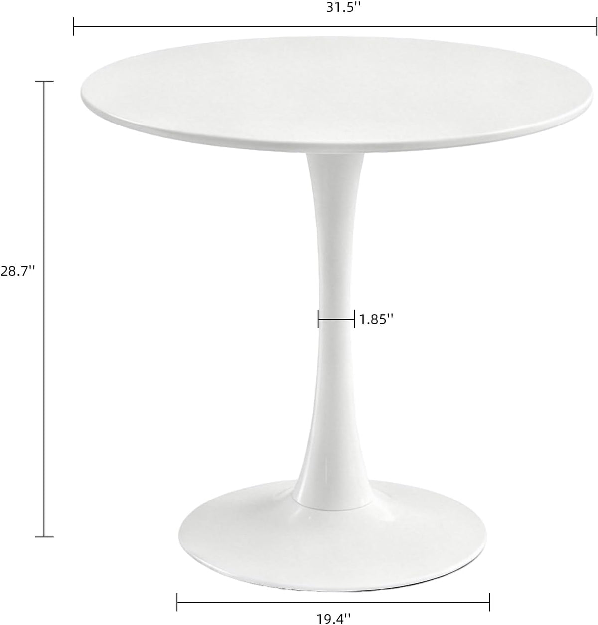 Inspired Saarinen Style Tulip Round Pedestal Dining Table — Pearl White, 31.5″ Round