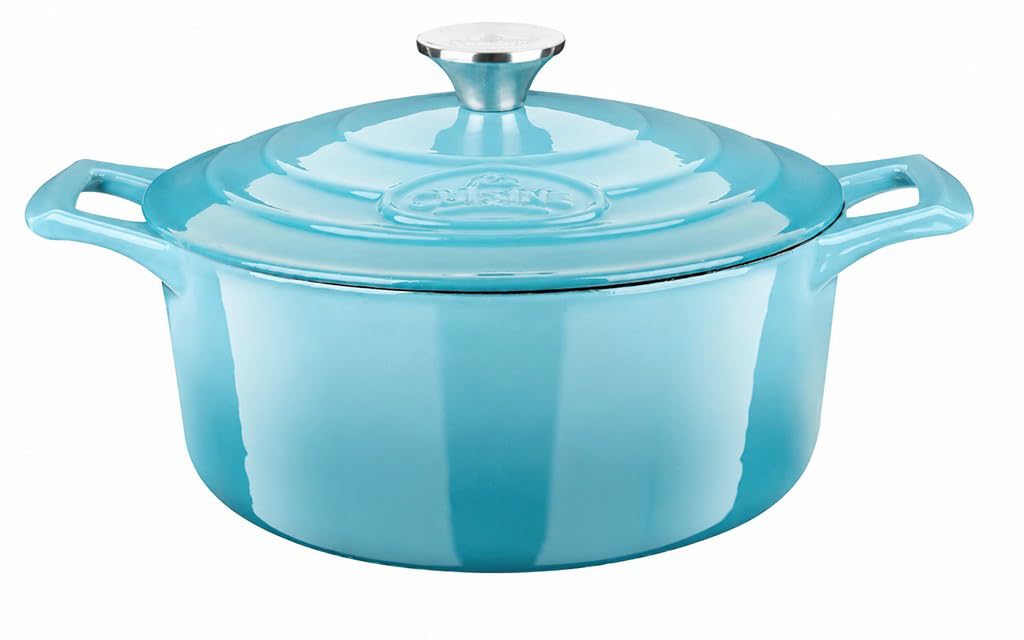 Enameled Cast Iron Dutch Oven Casserole Pot with Lid Internal Matt Black Enamel Coating for baking bread 2.1 QT 7.8"