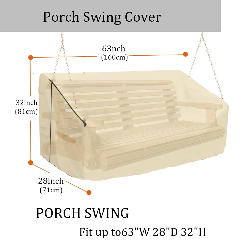 Swing Cover 63 Inch Water-Resistant 600D Oxford Hanging Outdoor Swing Cover All Weather Protected Swing Covers for