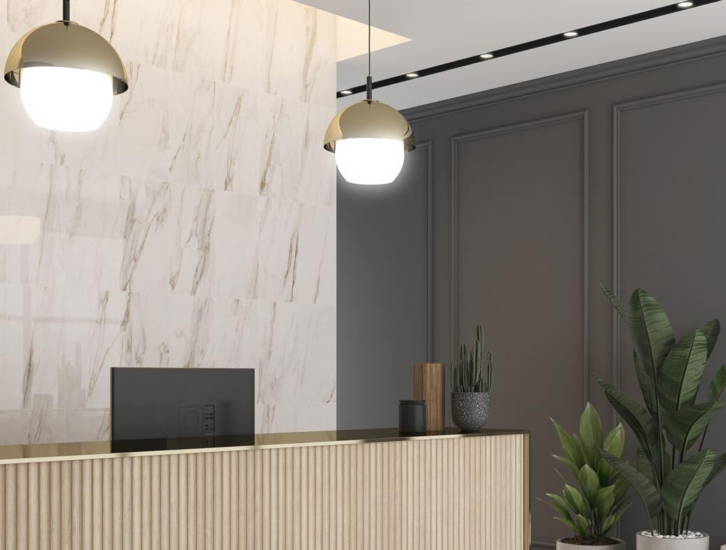 TRCD-CLG-POR Siena White Greyish Oro Gold Brownish 12x24 Calacatta Marble Look Porcelain Matte Floor Wall Tile