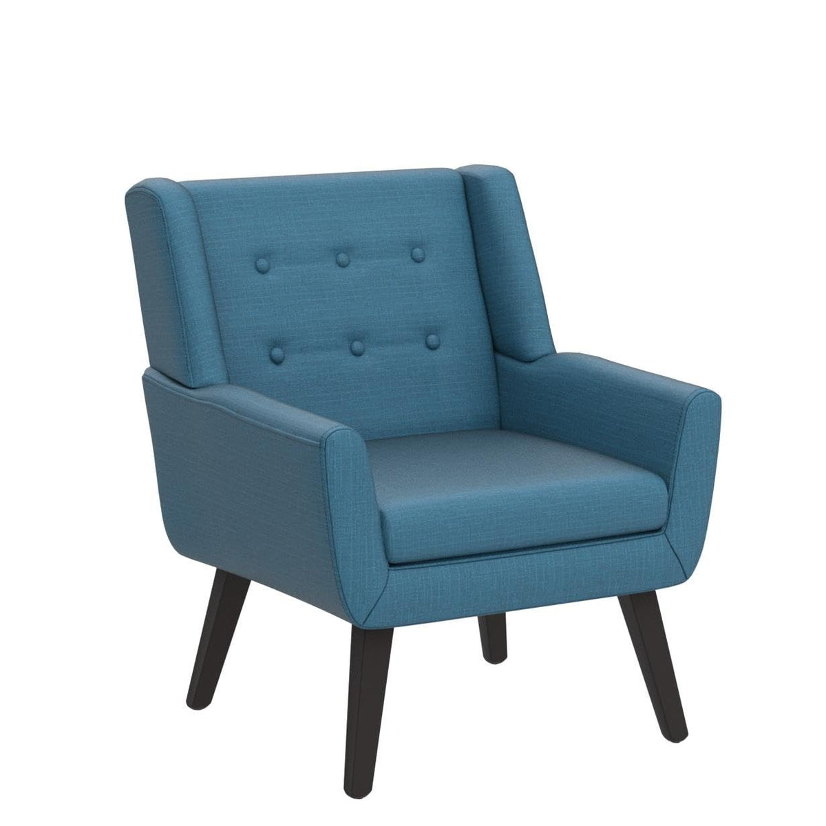 Button-Tufted Accent Chairs, Upholstered Reading Living Room Chair, Mid Century Modern Chair with Linen Fabric, Club