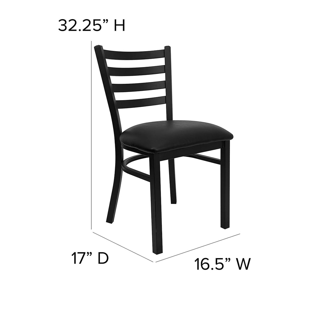 Hercules Series Commercial Ladder Back Restaurant Chairs, Modern Lightweight Metal Dining Chairs with Padded Seats