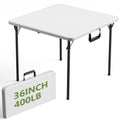 36" Folding Table, Portable Square Folding Card Table with Carrying Handle, Heavy Duty Plastic Foldable Event Table