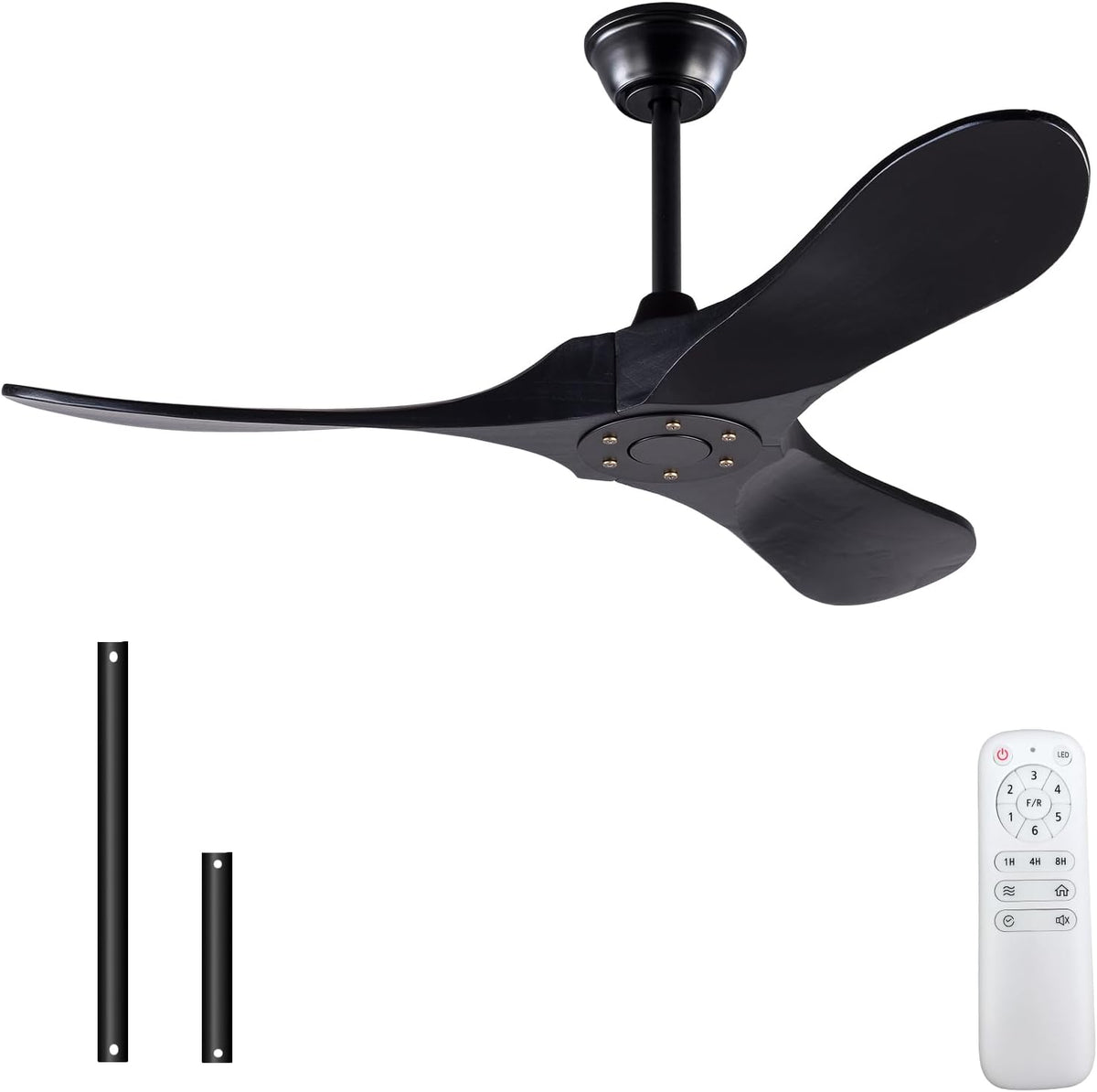 Inspired Maverick Style 42 Inch Solid Wood Ceiling Fan with Remote,Black Ceiling Fan no Light,6 Speeds,Noiseless,Reversible DC Motor,Modern Ceiling Fans without Lights for Outdoor Indoor Bedroom Farmhouse,Patios