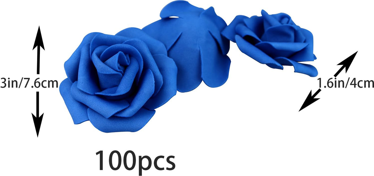 3 x 1.6 x 3 inches 100pcs DIY Real Touch 3D Artificial Foam Rose Head Without Stem for Wedding Party Home Decoration