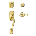 Camelot Single Cylinder Handleset and Left Hand Flair Lever, Bright Brass (F60 CAM 505 FLA 605 LH)