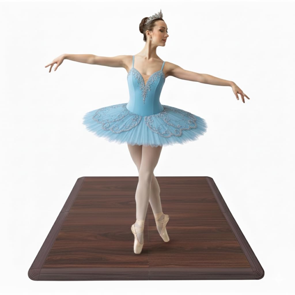 Dance Floor Tiles 3.5x3.5 ft- 4 Interlocking Tiles for Ballet, Tap, Jazz, and Irish Dance | Portable Tiles for Indoor