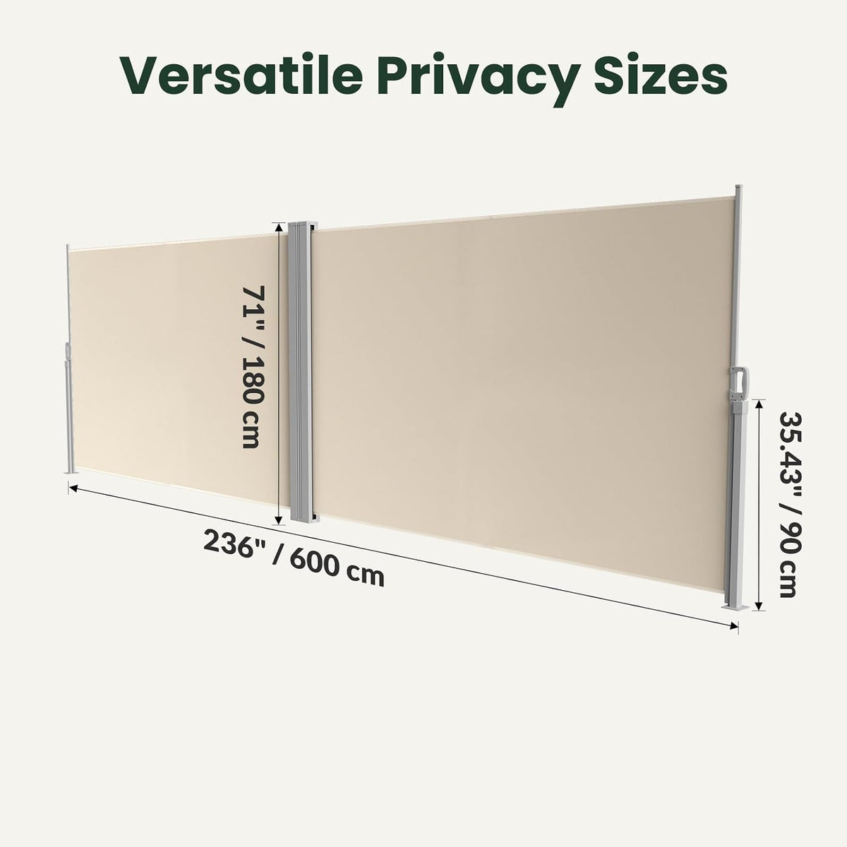 Retractable Side Awning 71" x 236" - Retractable Privacy Screen Outdoor , Waterproof UV Resistant, Outdoor Privacy