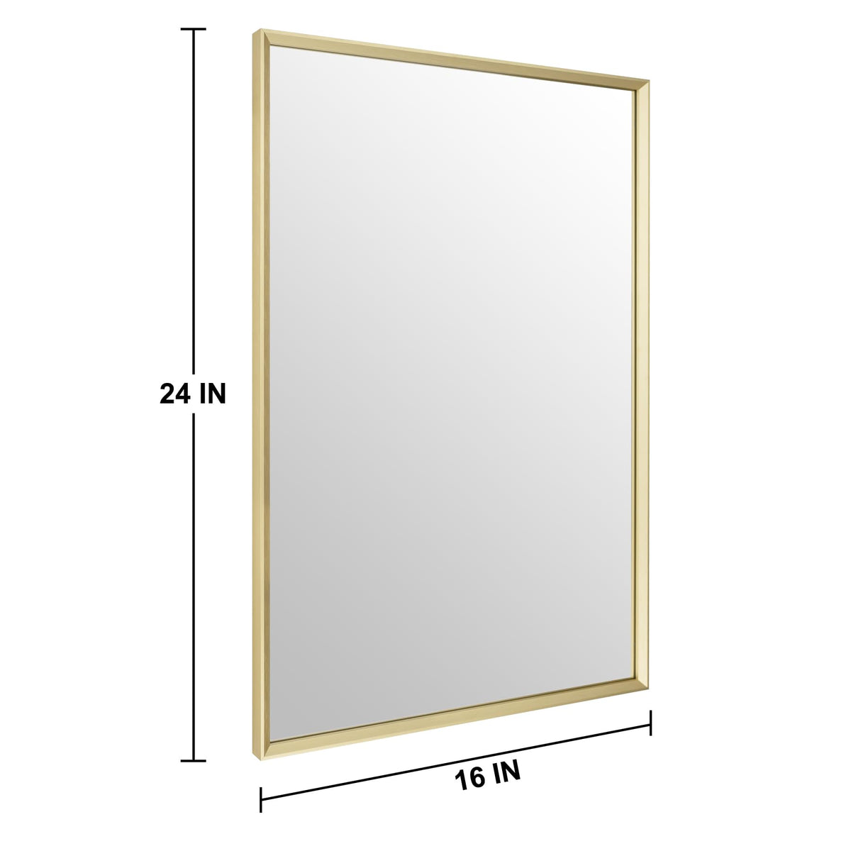 Bathroom Mirror for Wall, 24x16 Inch Framed Vanity Mirror Brushed Gold